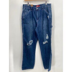 DICKIES CARPENTER PANTS HIGH RISE RELAXED DISTRESS JEANS JUNIORS SIZE 15/32 NWT